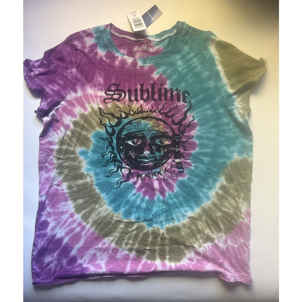 Sublime Mens T Shirt Multicolor Tie Dye Short Sleeves Crew Neck Graphic Size XXL